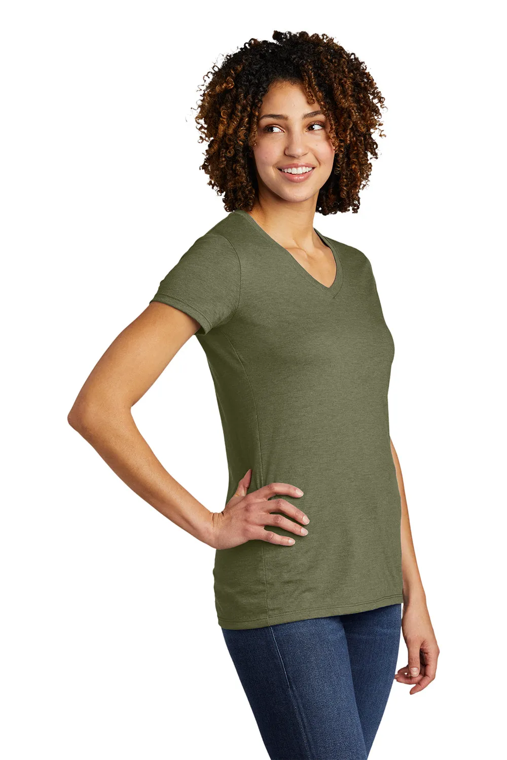 T-shirt à col en V à manches courtes pour femmes Allmade - Vert Olive Vous