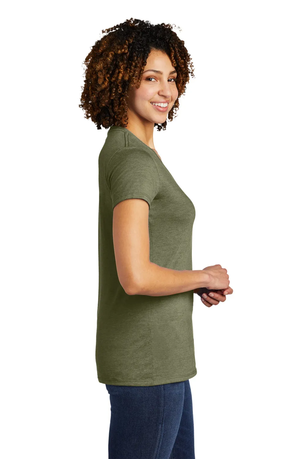 T-shirt à col en V à manches courtes pour femmes Allmade - Vert Olive Vous