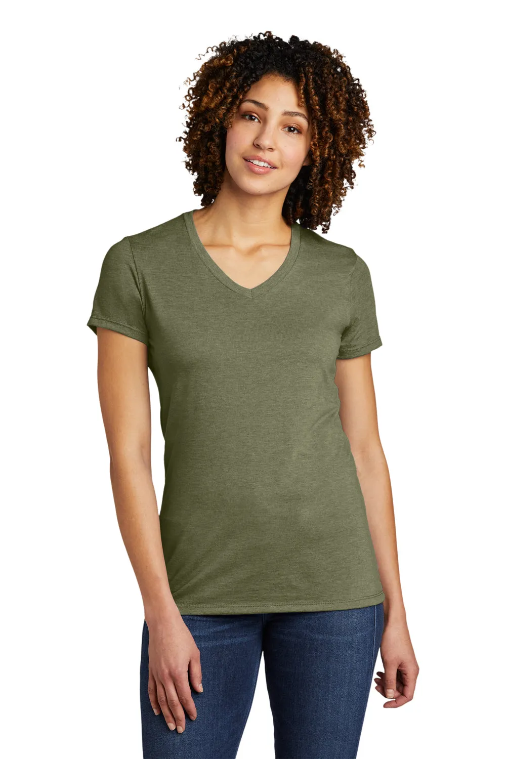 T-shirt à col en V à manches courtes pour femmes Allmade - Vert Olive Vous