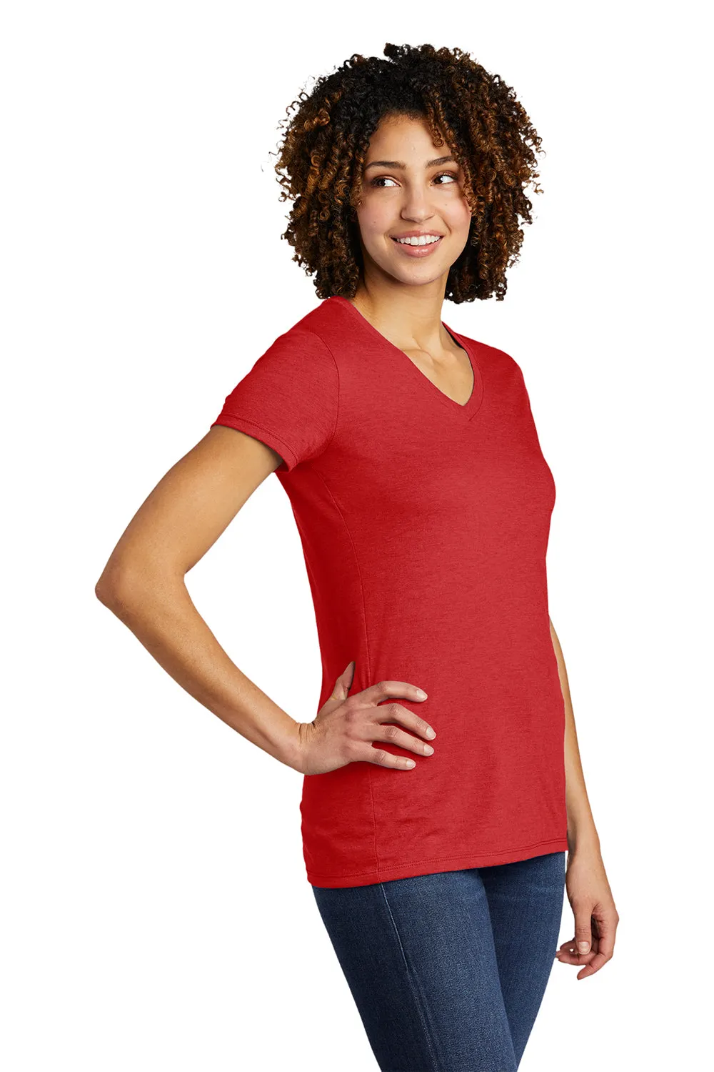 T-shirt à col en V à manches courtes pour femmes Allmade - Rouge Éclatant