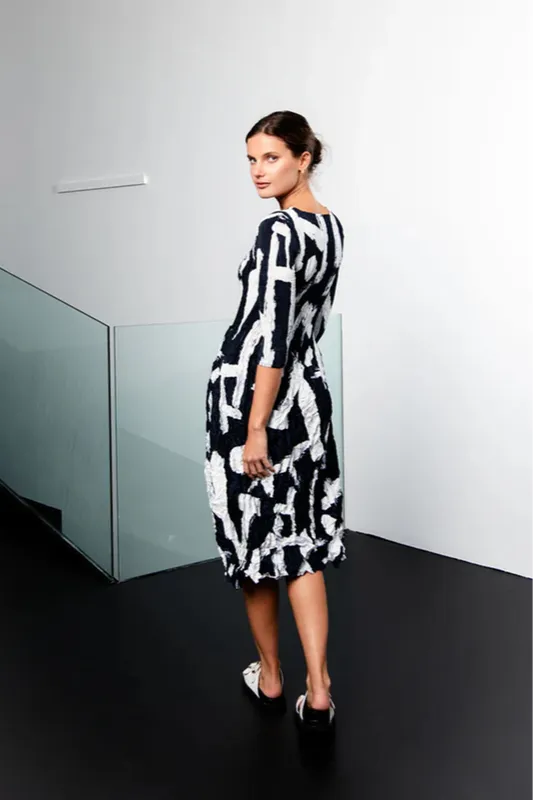 Alquema - ADC544-IN 3/4 Sleeve Smash Pocket Dress
