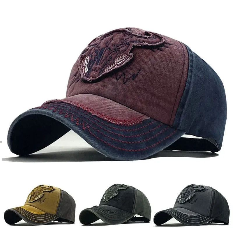 American Buffalo Baseball Cap stylish boater hat with ribbon on model