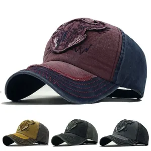 American Buffalo Baseball Cap stylish boater hat with ribbon on model