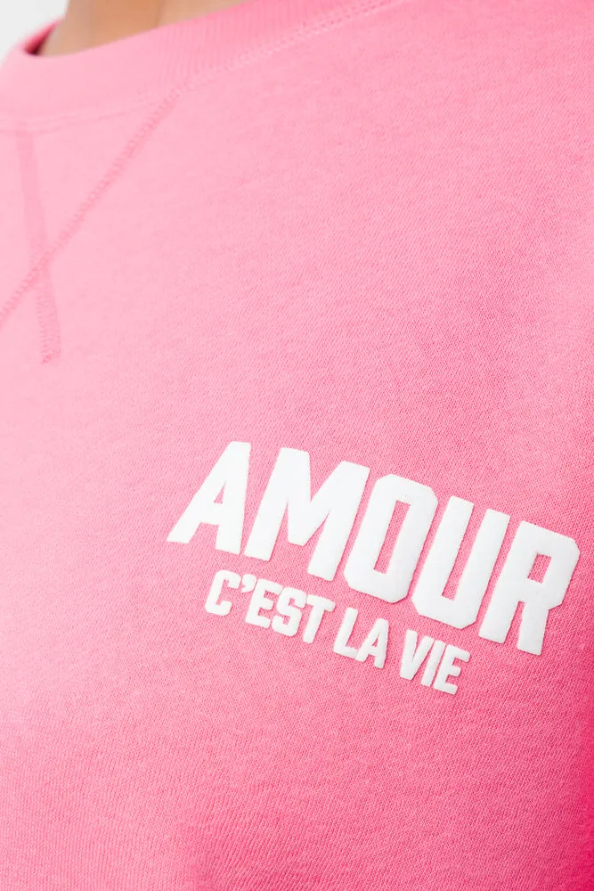 Amour C'est La Vie Crew Neck Tracktop Pink