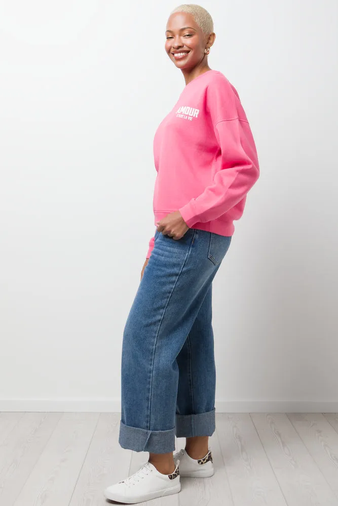 Amour C'est La Vie Crew Neck Tracktop Pink