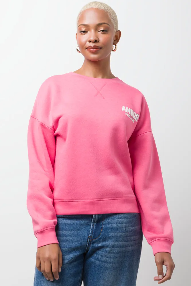 Amour C'est La Vie Crew Neck Tracktop Pink,women t-shirt cotton,women t-shirt top,boutique women's clothing