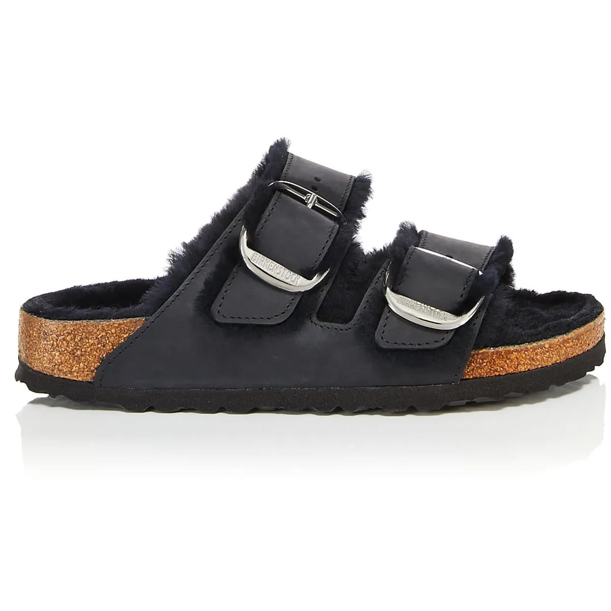 Sandales slides pour hommes Arizona à boucle large en peau de mouton avec semelle intérieure en cuir