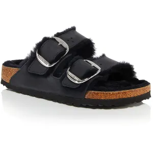 Sandales slides pour hommes Arizona à boucle large en peau de mouton avec semelle intérieure en cuir