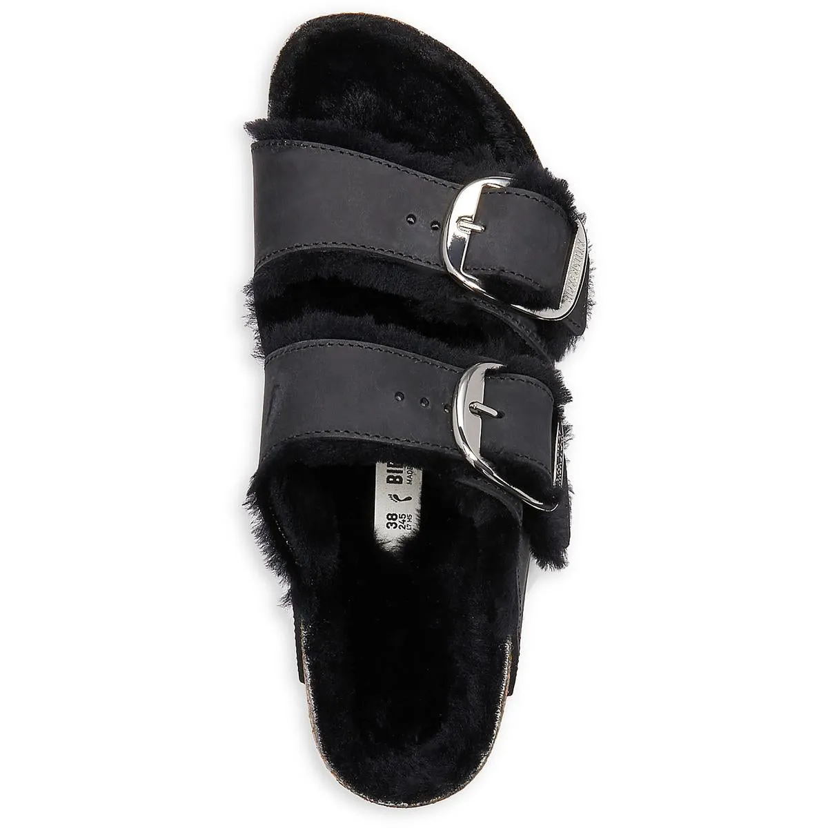Sandales slides pour hommes Arizona à boucle large en peau de mouton avec semelle intérieure en cuir