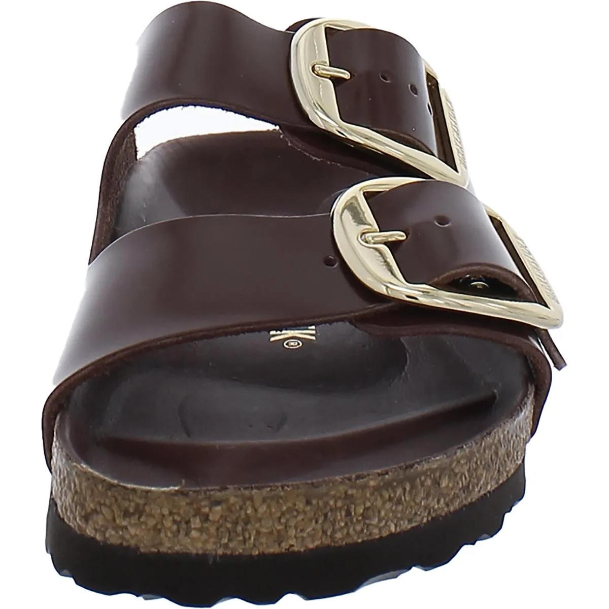 Sandales à glissière pour femmes Arizona à double bride en cuir verni avec grande boucle