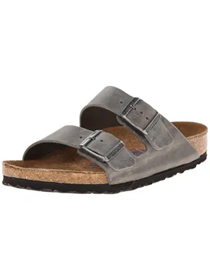 Sandales plates en cuir pour hommes Arizona BS avec boucle