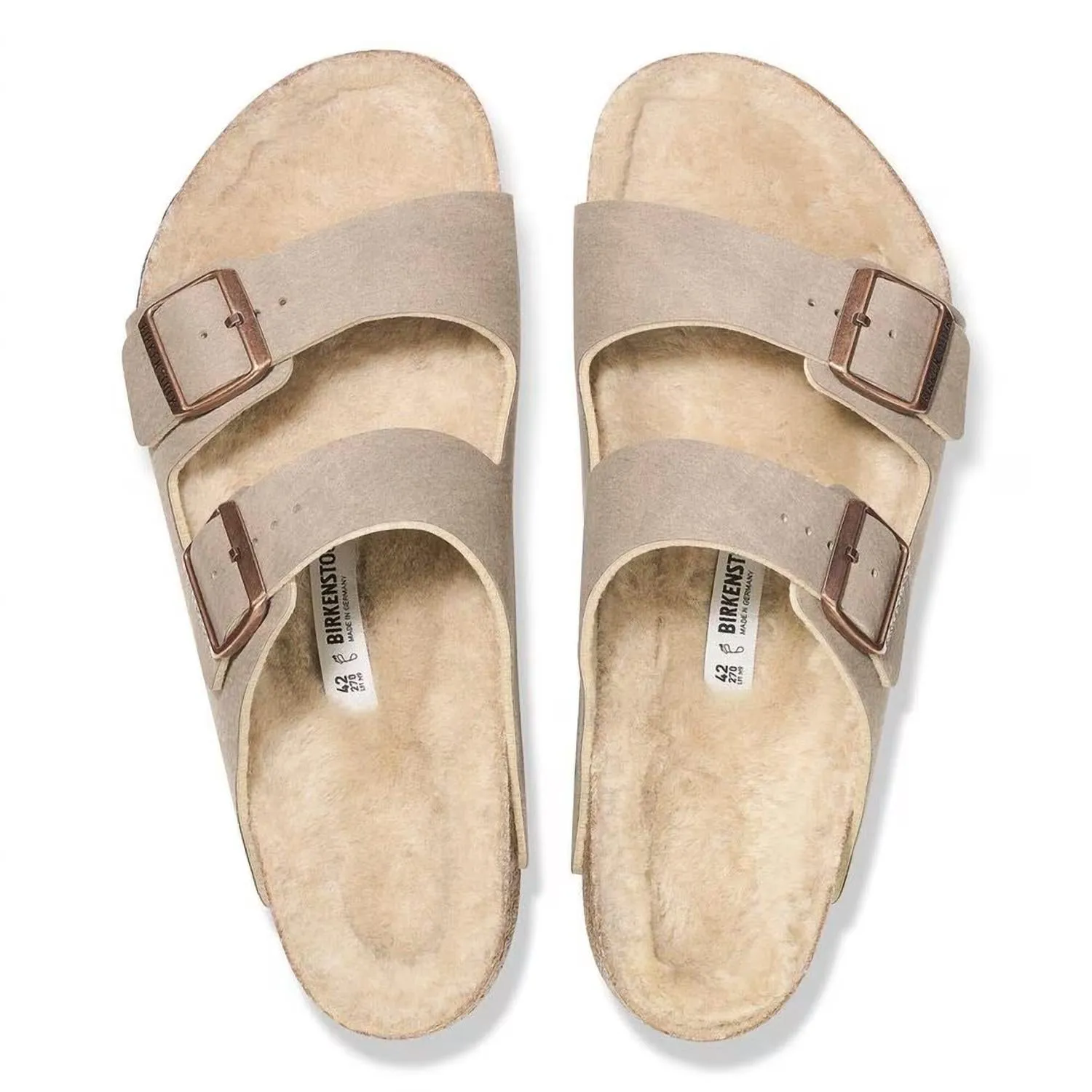 Sandales en Shearling Arizona - Étroites en Poussière de Désert Taupe