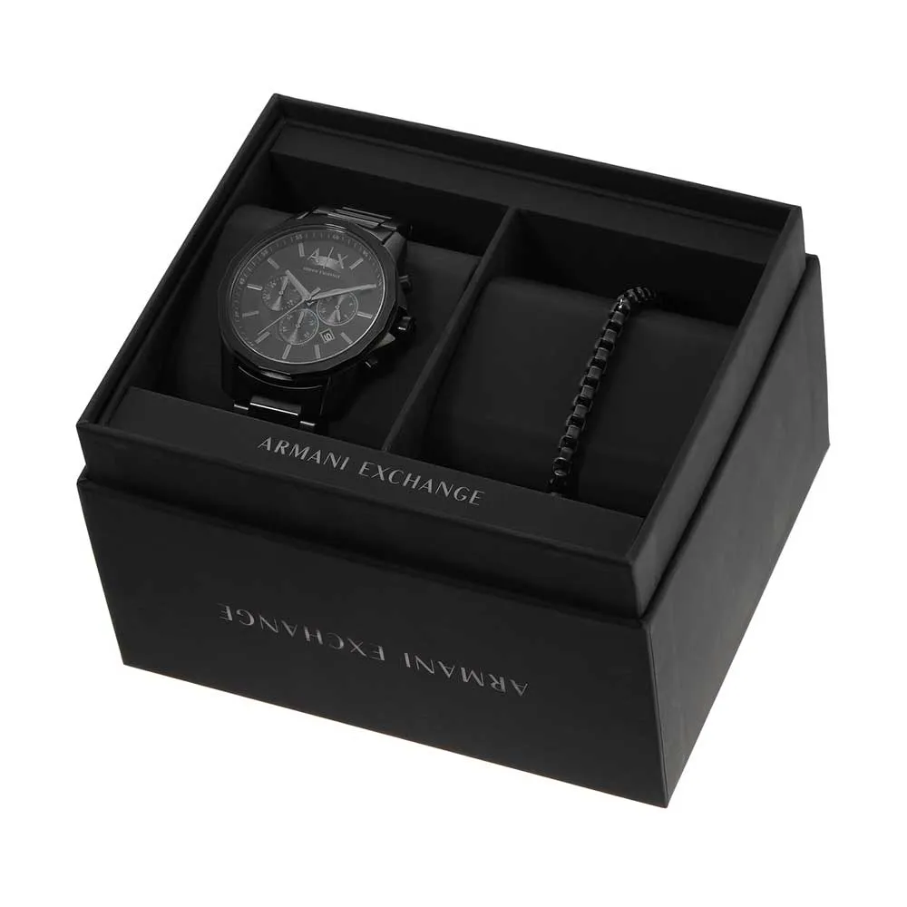 Armani Exchange Black Chronograph Watch Bold Design AX7153SET