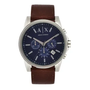 Armani Exchange Blue Dial Chronograph with Brown Leather Band AX2501 