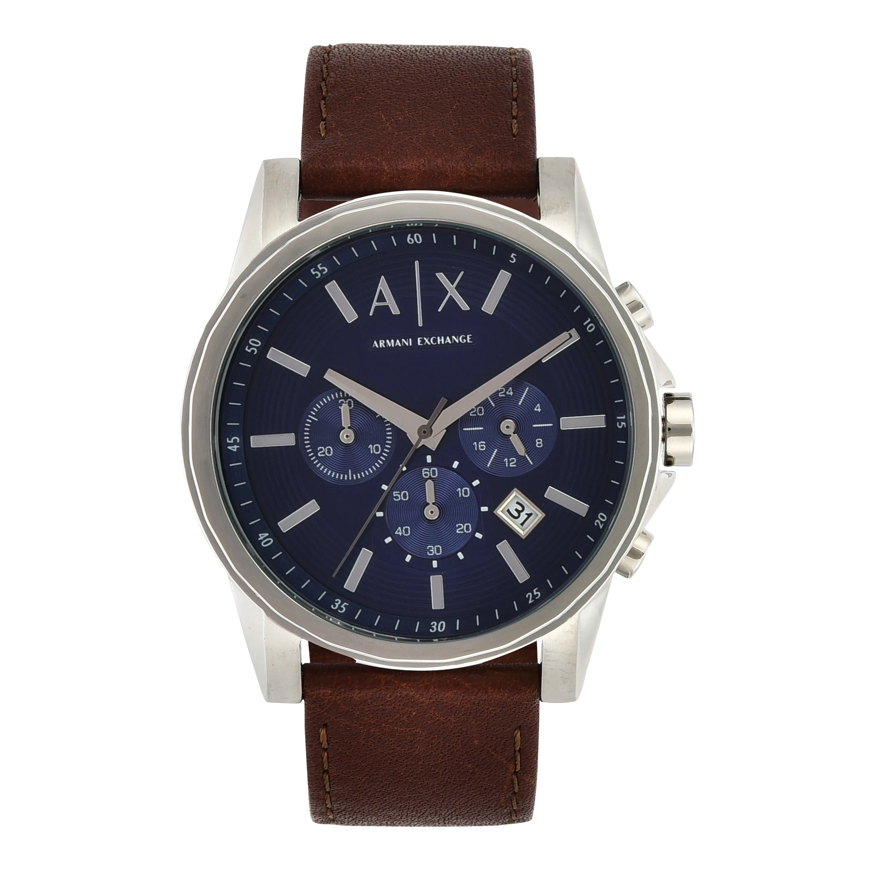 Armani Exchange Blue Dial Chronograph with Brown Leather Band AX2501 