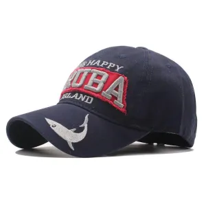 Aruba Shark Baseball Cap boater hat with bow in beach sunlight