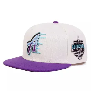 Atlanta Basketball Snapback Cap boater hat with bow in beach sunlight