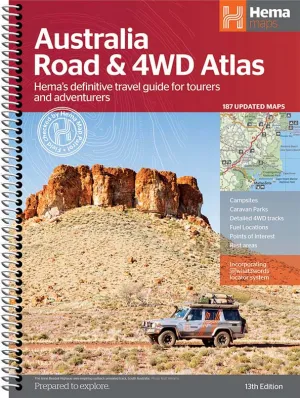 Australia Road & 4WD Atlas (Spiral Bound) - 252 x 345mm (13th Edition) camp map guide sale waterproof hiking map topographic camping map