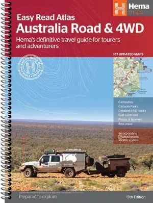Australia Road & 4WD Easy Read Atlas - 292 x 397mm (13th Edition) camp map guide sale waterproof hiking map topographic camping map