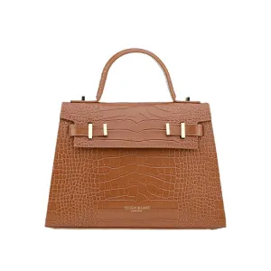 Ava Croco  11" - Camel Brown handle bags on sale