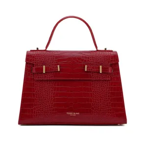 Ava Croco  14" - Dark Red handle bags on sale