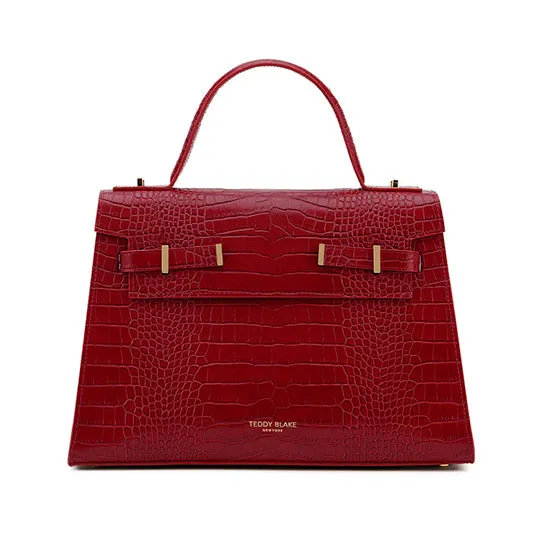 Ava Croco  14" - Dark Red handle bags on sale