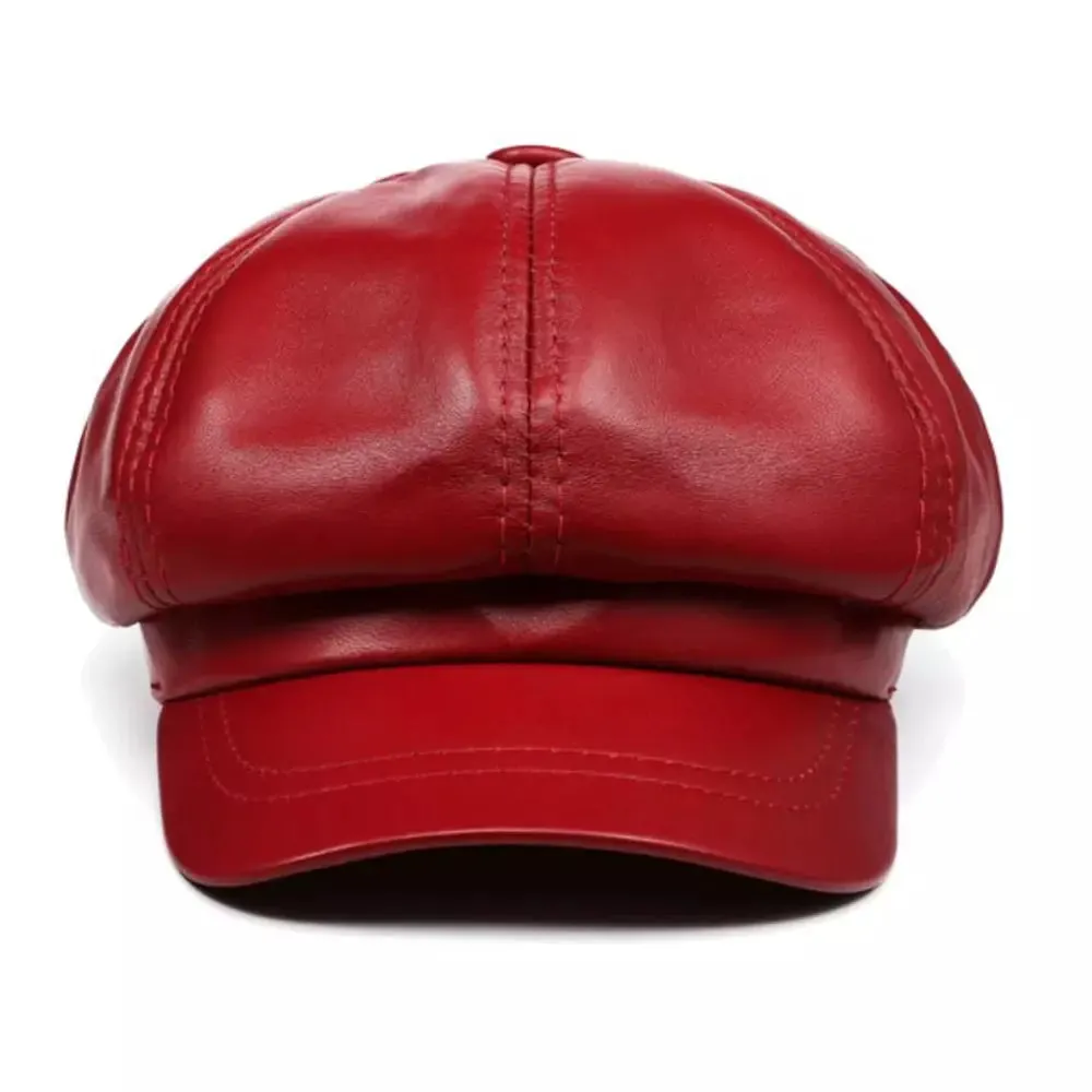 Avion Genuine Leather Newsboy Cap