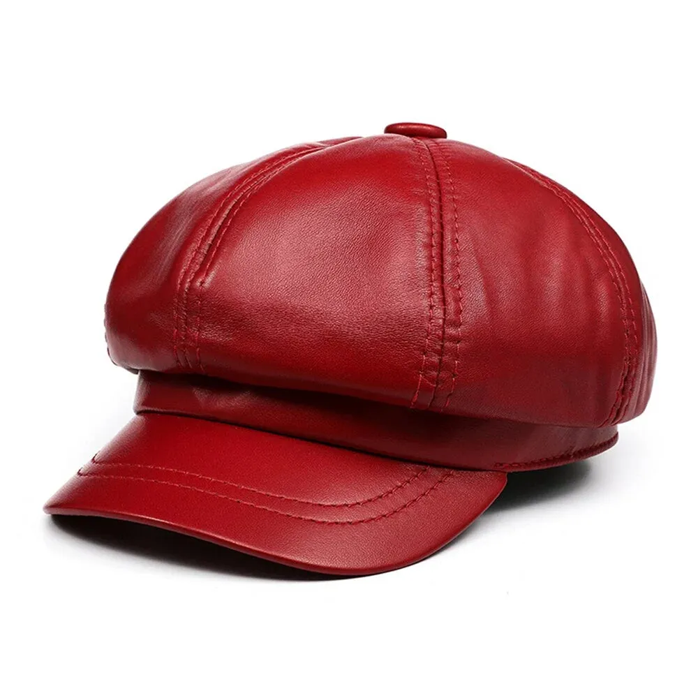 Avion Genuine Leather Newsboy Cap