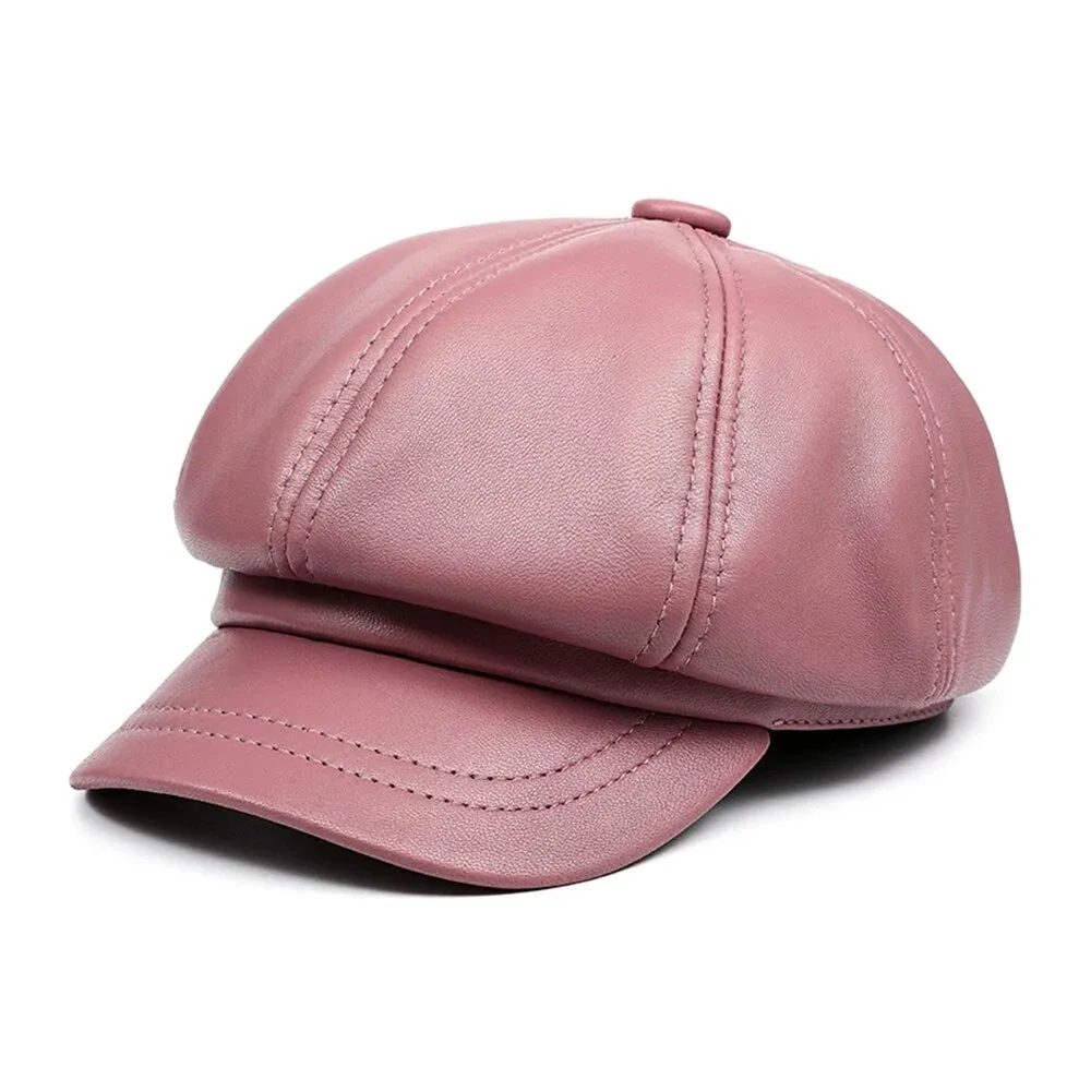 Avion Genuine Leather Newsboy Cap