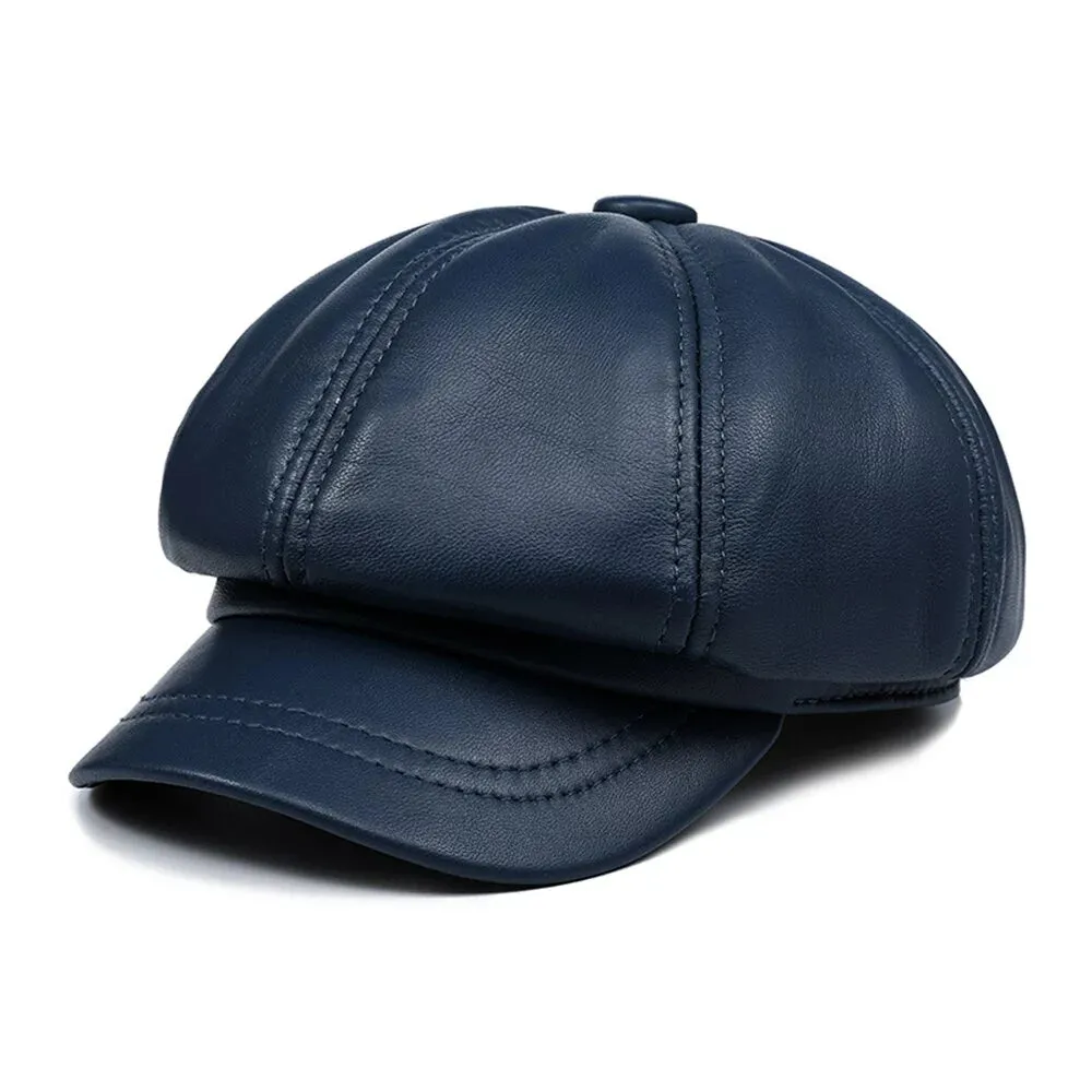 Avion Genuine Leather Newsboy Cap