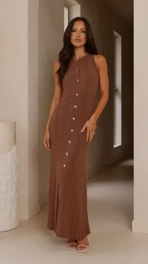 Aylah Knit Midi Dress - Brown,prom dresses,wedding guest dresses,homecoming dresses,bridesmaid dresses,cocktail dresses,women clothing,summer dresses,formal dresses,sundresses,mother of the bride dresses,quince clothing,bodycon dress,dress casual,dress des