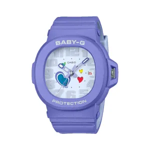 Baby-G Ana Swing Heart Dial Purple Resin Band Watch BGA10-6A 