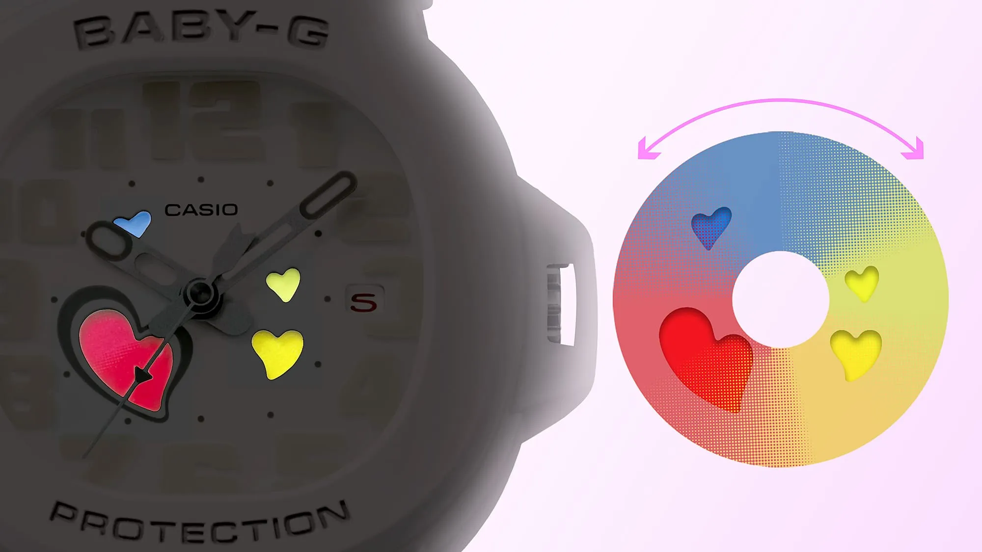 Baby-G Ana Swing Heart Dial Purple Resin Band Watch BGA10-6A