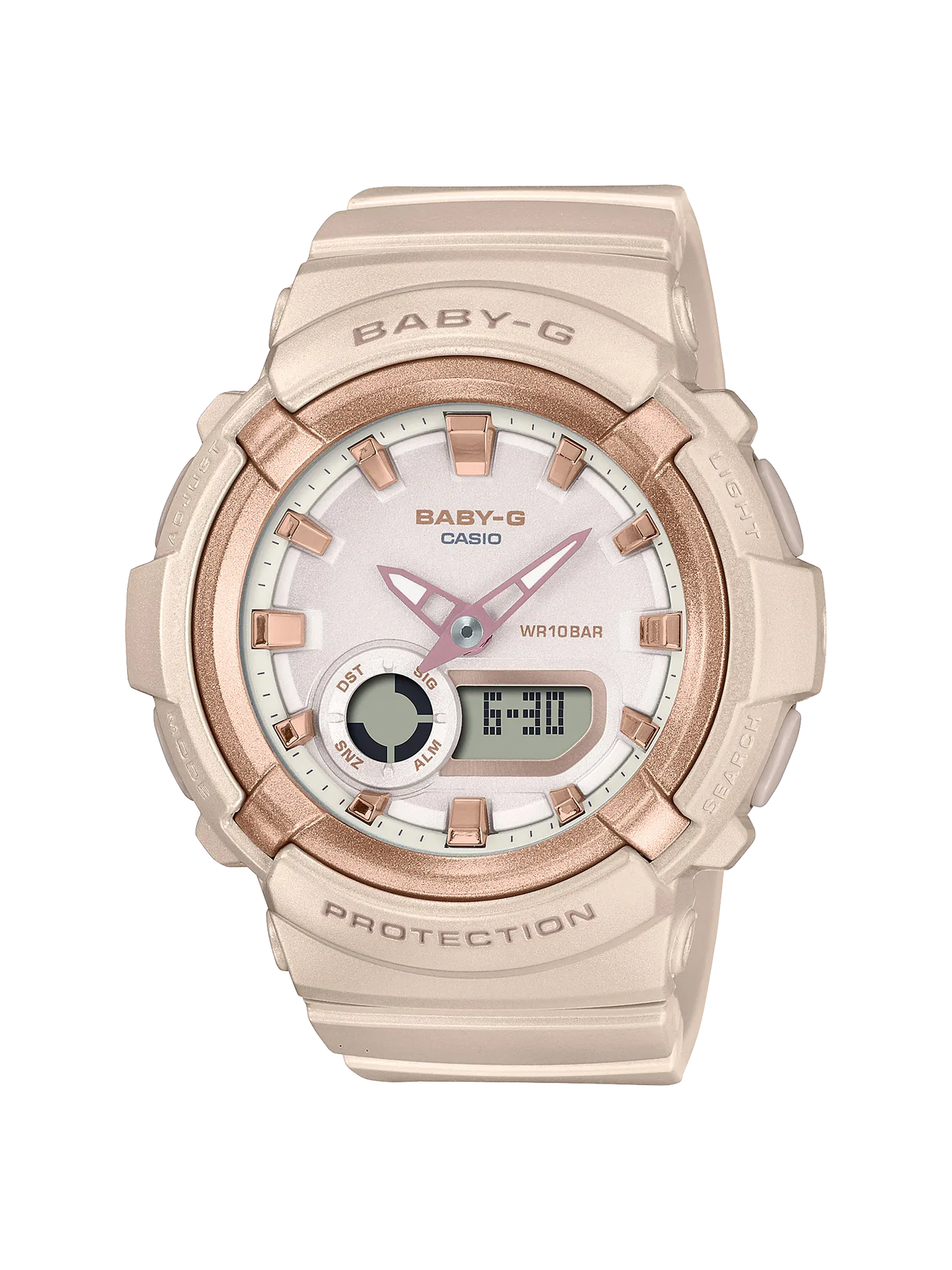 BABY-G DUO Metallic Accents Rose Gold Resin Band Watch BGA280BA-4A 