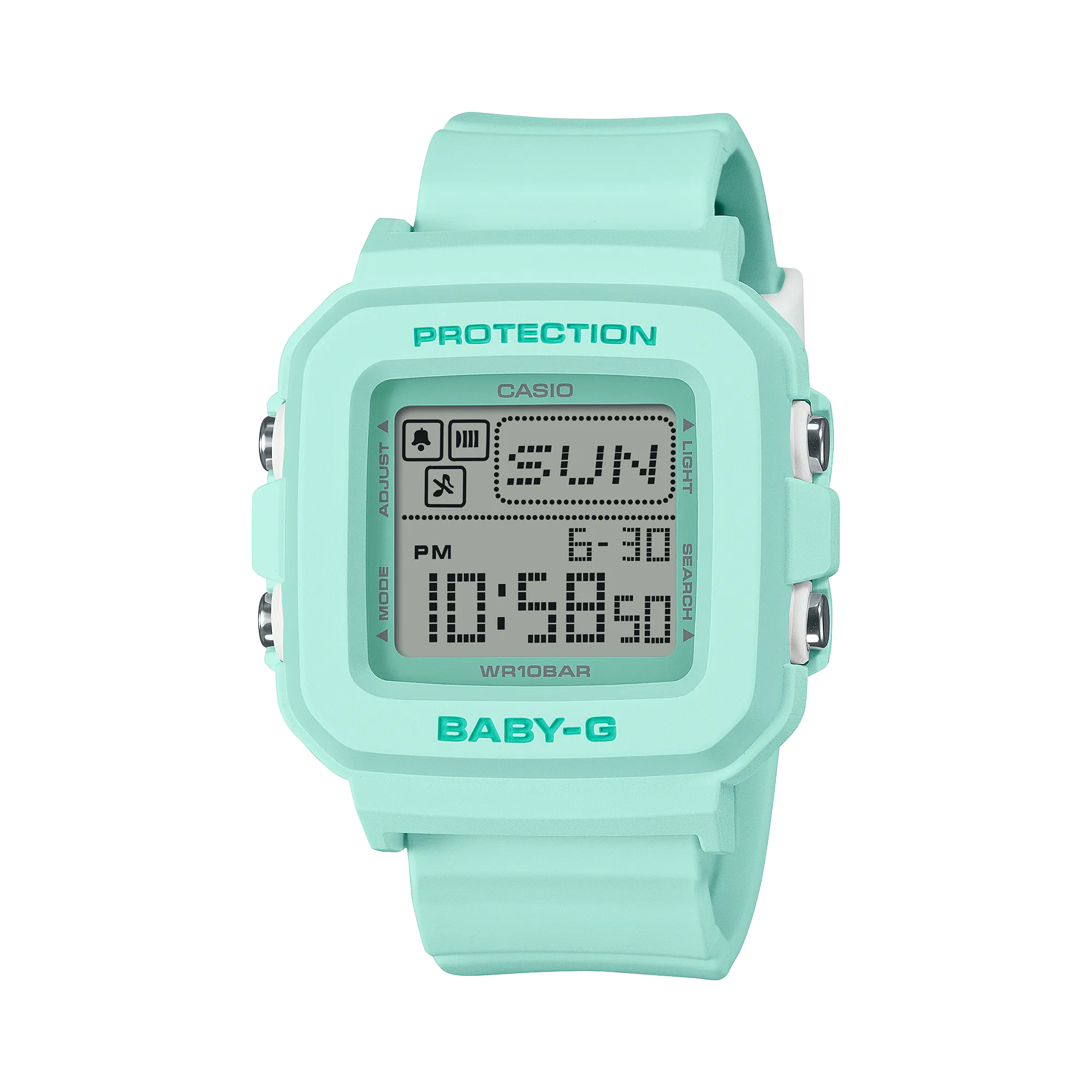 Baby-G Grey Dial Green Resin Band Watch BGD10-3D 