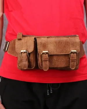 Badass Leather Fanny Pack Men's Brown Hip Bag Chest Bag Bum Bag Waist Bag For Men Brown
