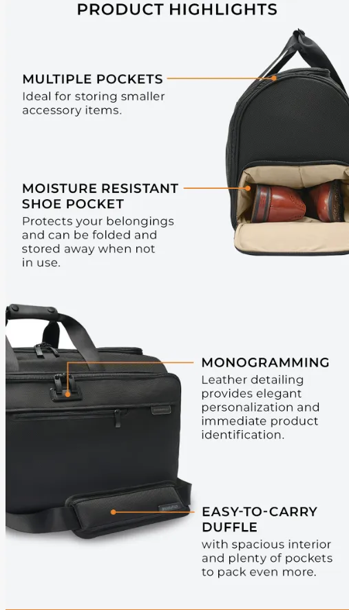 Sac Briggs Riley Baseline Duffle en tissu Noir