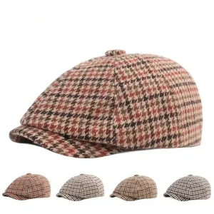 Barkley Houndstooth Newsboy Cap boater hat with bow in beach sunlight
