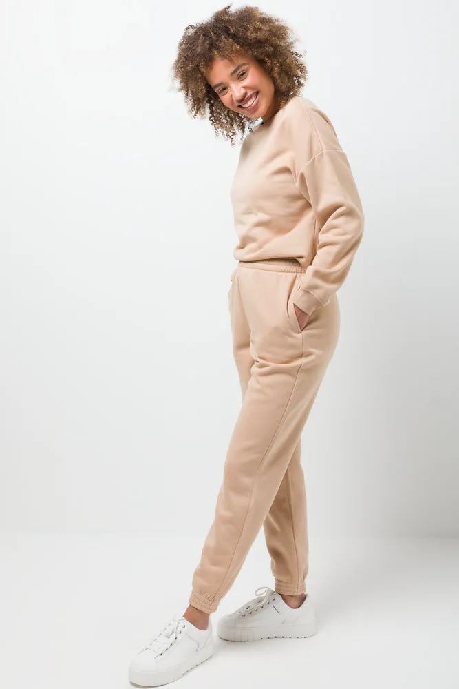 Basic Crew Neck Fleece Top Neutral