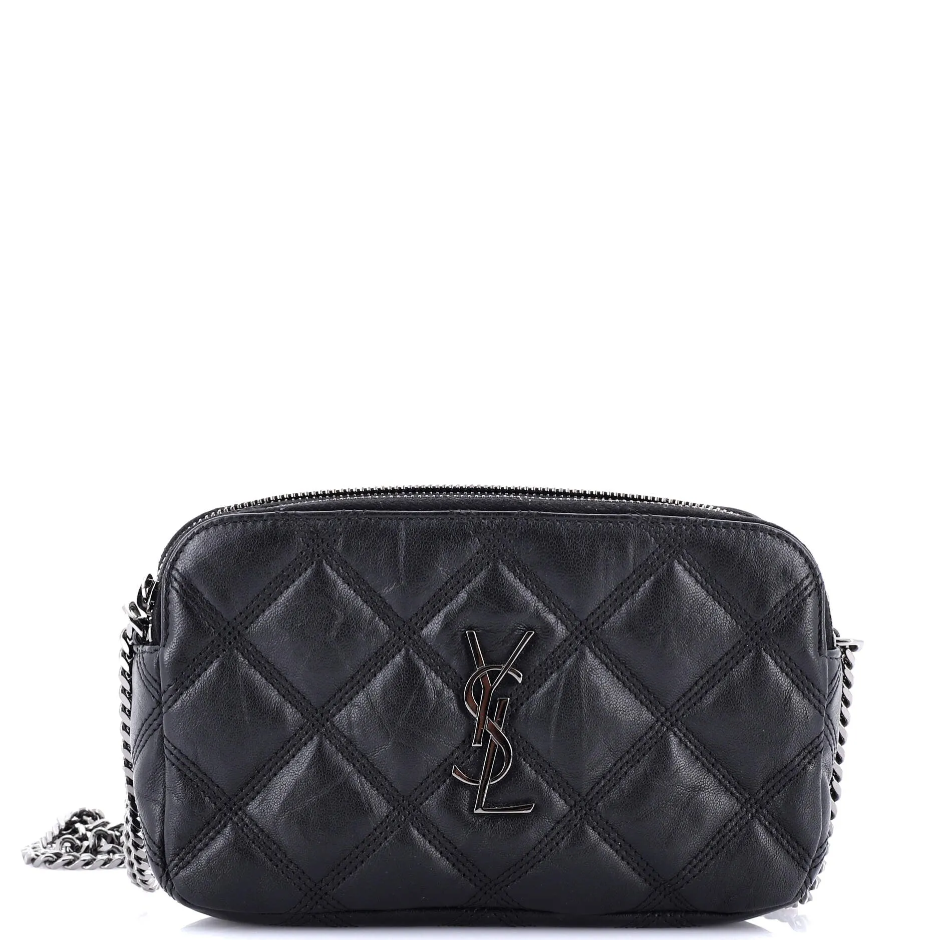 Becky Double Zip Crossbody Bag Quilted Leather Mini