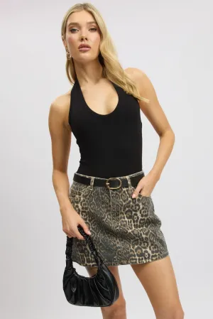 Beige Animal Print Mini Skirt Mid Rise Leopard Denim,skirt,denim skirt,mini skirt,maxi skirt,jean skirt,skort,tennis skirt,pleated skirt,pencil skirt,bubble skirt,plisse skirt,fitted skirt,midi skirt,short skirt,short mini skirt,leather skirt,a line skirt