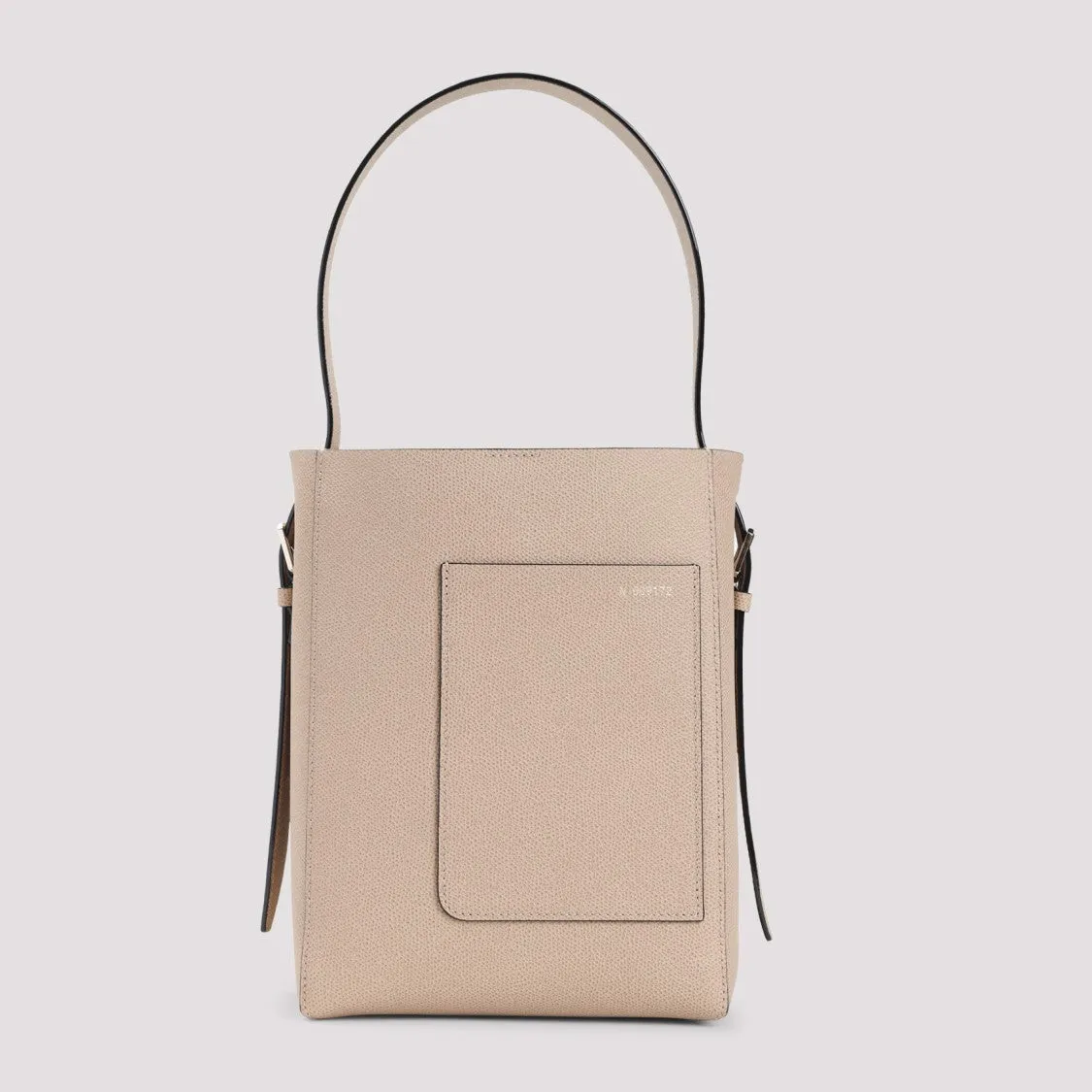Beige Cashmere Calf Leather Small Bucket Bag