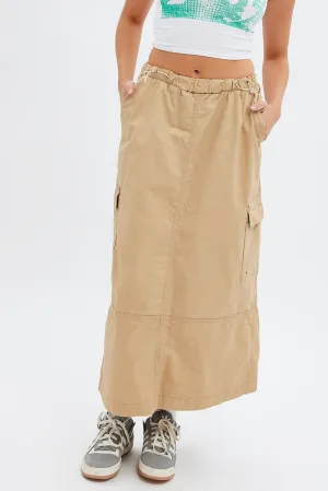Beige Maxi Skirt Low Rise Cargo Parachute,skirt,denim skirt,mini skirt,maxi skirt,jean skirt,skort,tennis skirt,pleated skirt,pencil skirt,bubble skirt,plisse skirt,fitted skirt,midi skirt,short skirt,short mini skirt,leather skirt,a line skirt,Split skirt