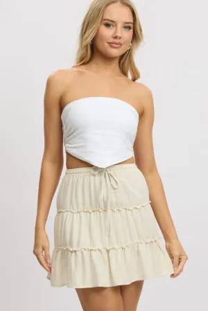 Beige Skater Skirt High Rise Tiered Mini,skirt,denim skirt,mini skirt,maxi skirt,jean skirt,skort,tennis skirt,pleated skirt,pencil skirt,bubble skirt,plisse skirt,fitted skirt,midi skirt,short skirt,short mini skirt,leather skirt,a line skirt,Split skirt