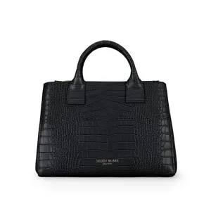 Bella Croco 12" - Black/Red handle bags on sale
