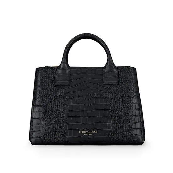 Bella Croco 12" - Black/Red handle bags on sale