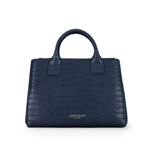 Bella Croco 12" - Dark Blue handle bags on sale