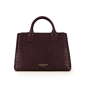 Bella Croco 12" - Dark Brown handle bags on sale
