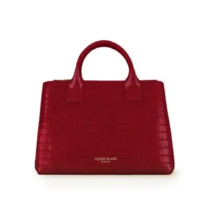 Bella Croco 12" - Dark Red handle bags on sale