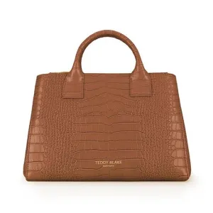 Bella Croco 15" - Dark Brown handle bags on sale